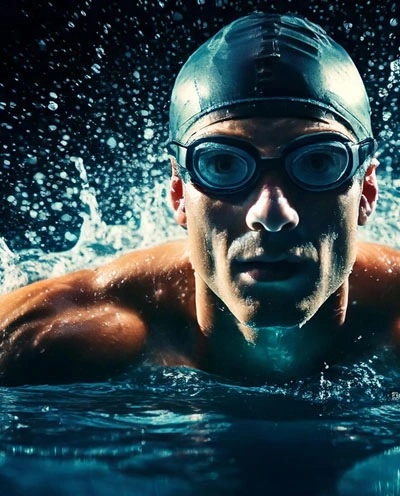 Medaillen für den Schwimmsport in Bronze, Silber & Gold – individuell mit Emblem, Logo, Bandfarbe & Gravur gestalten.